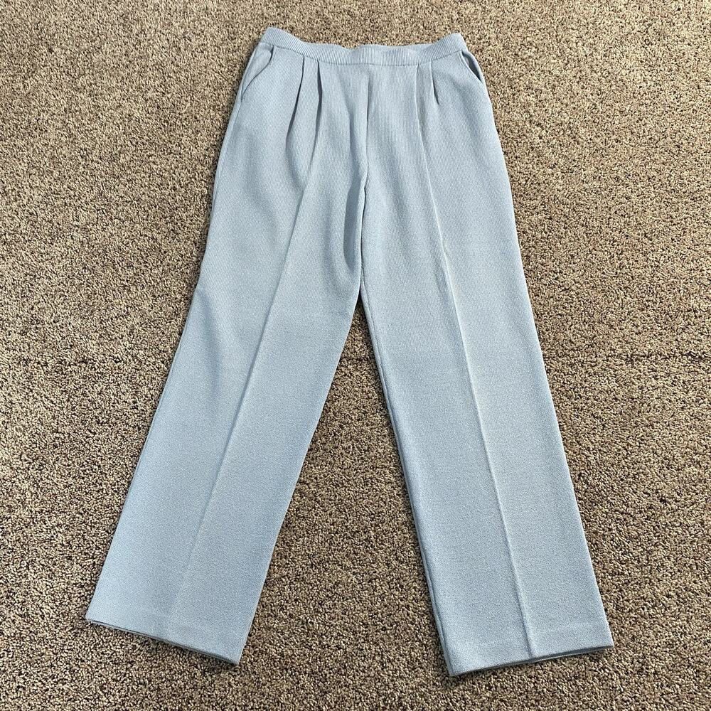 St. John Blue Santana Knit Pants Size 10 Pull On Marie Gray Quiet Luxury…